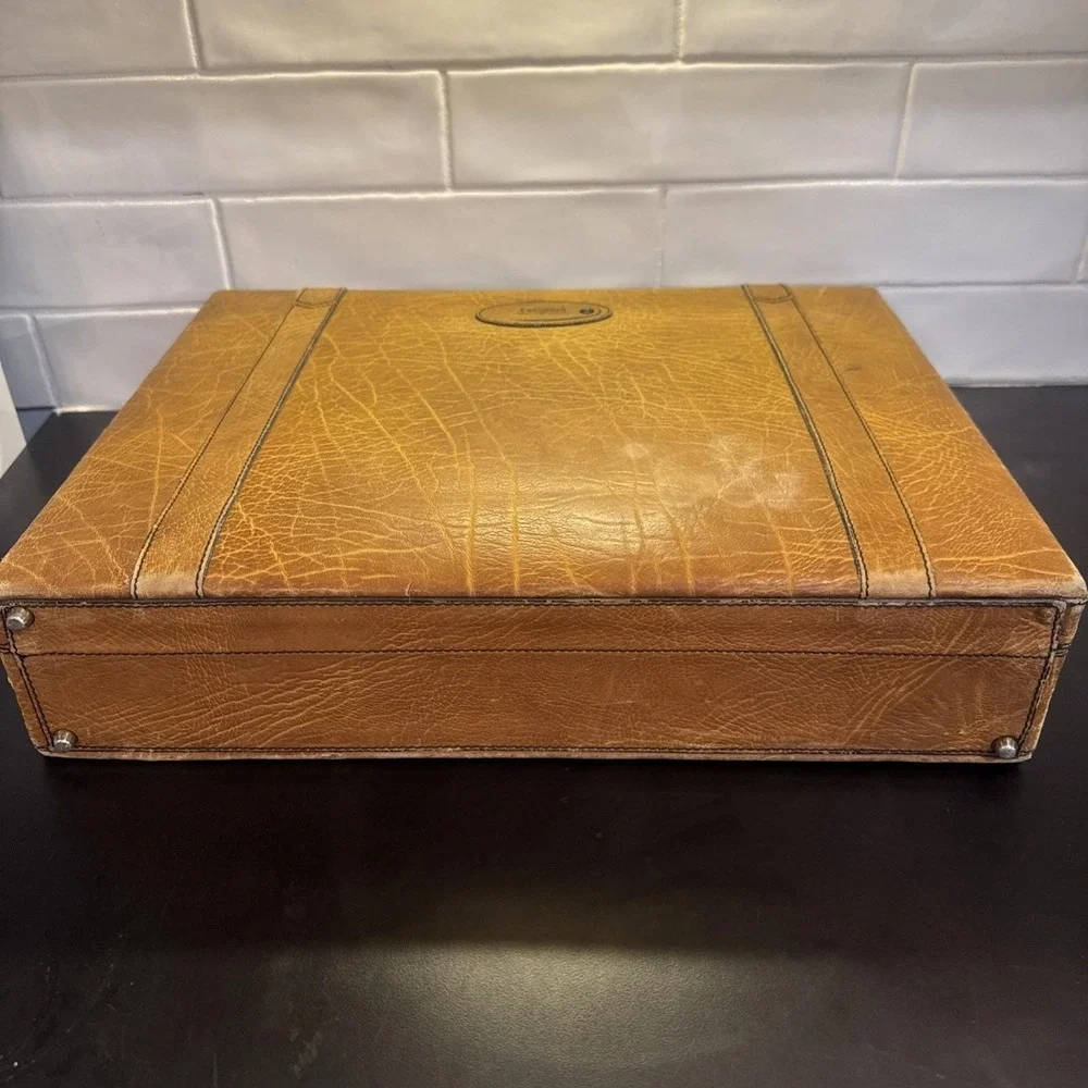 GOLDPFEIL CARACCIOLA Leather Briefcase Attaché Hard Case West GERMANY